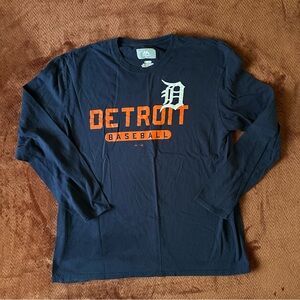 Detroit Baseball - Navy Blue Long Sleeve Shirt Men's XL